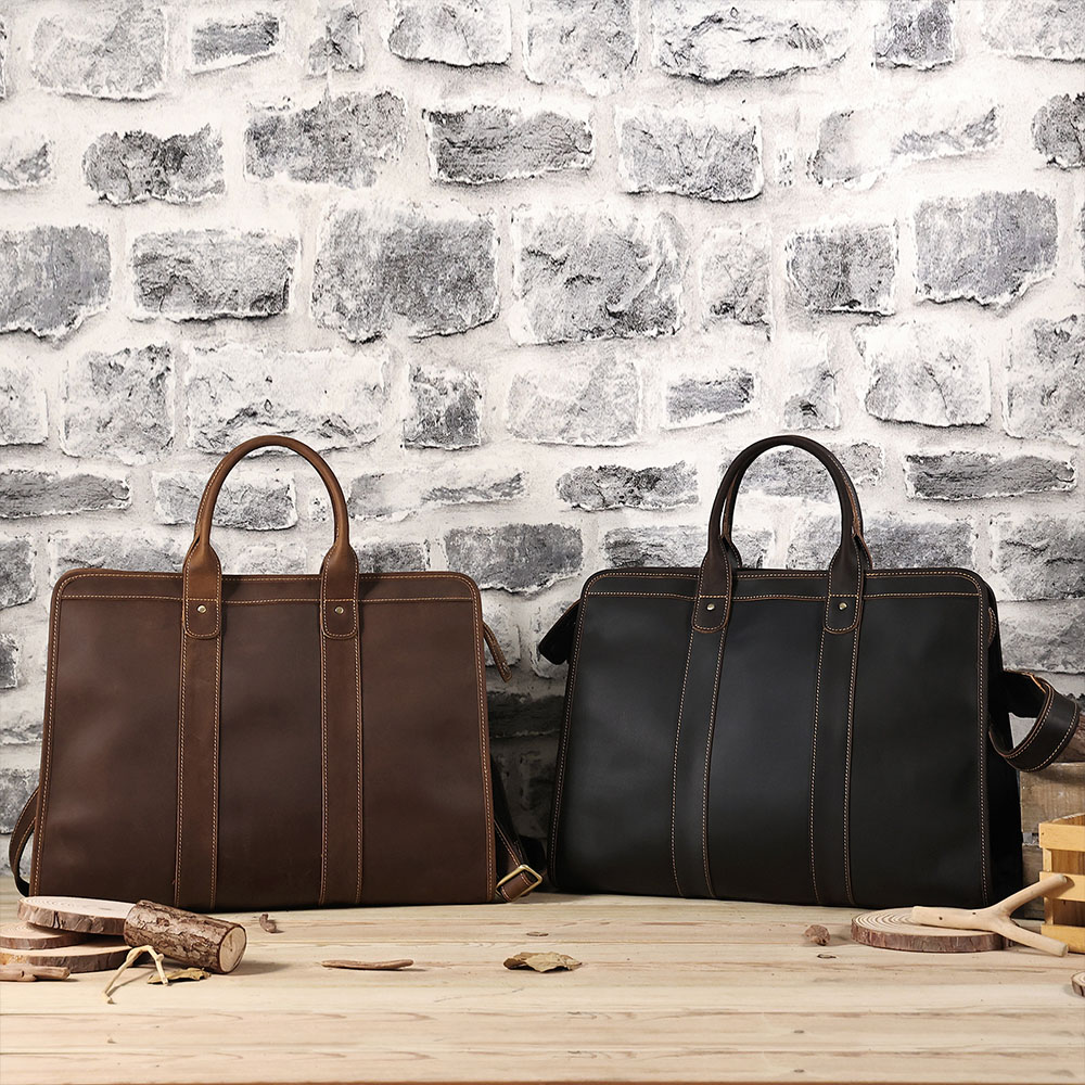 Customized Crazy Horse Leather Large Capacity Handbag Briefcase (5) - 副本