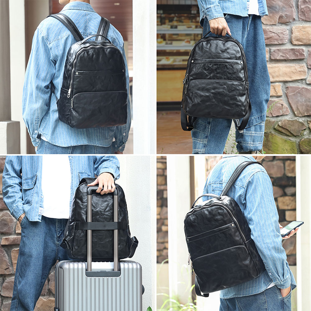 Bags Factory customized leather men's casual Backpack (1)