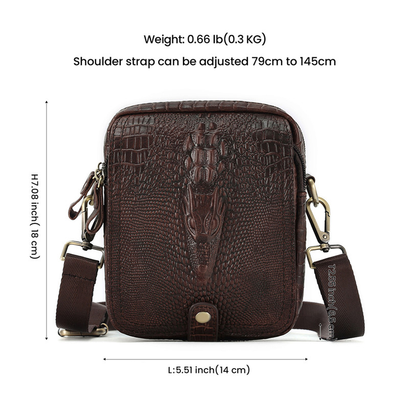 Custom Cowhide Crocodile Embossed Multifunctional Crossbody Bag Belt Waist Bag (1)