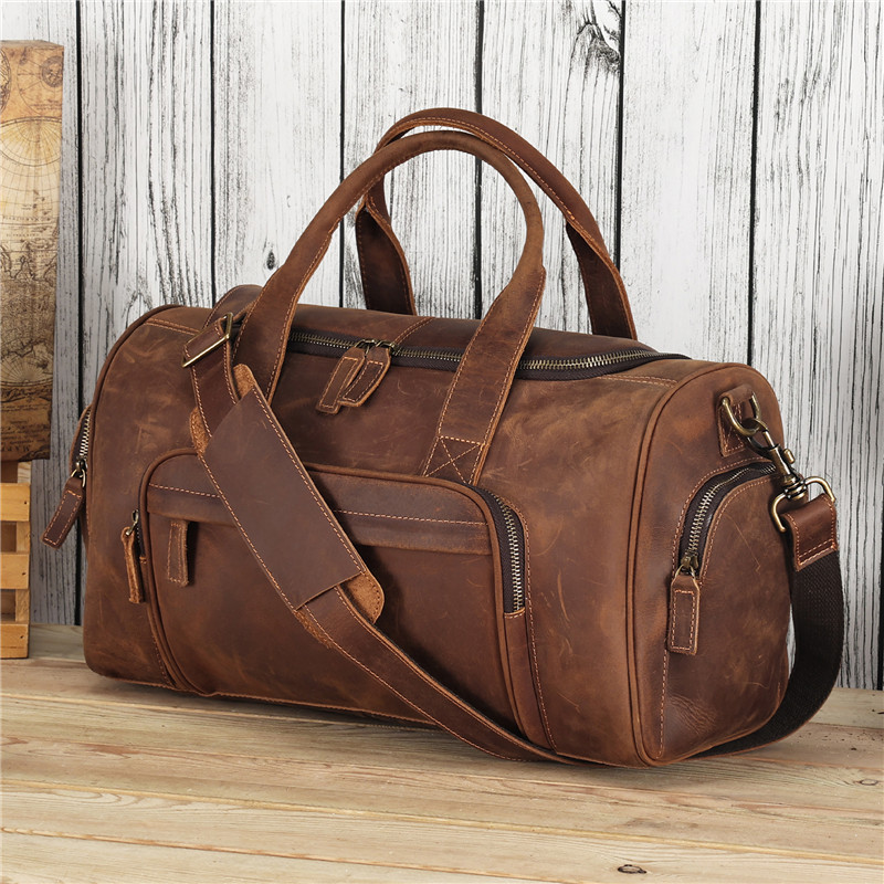 Custom Large Capacity Leather Men's Weekend Bag Travel Bag (34)