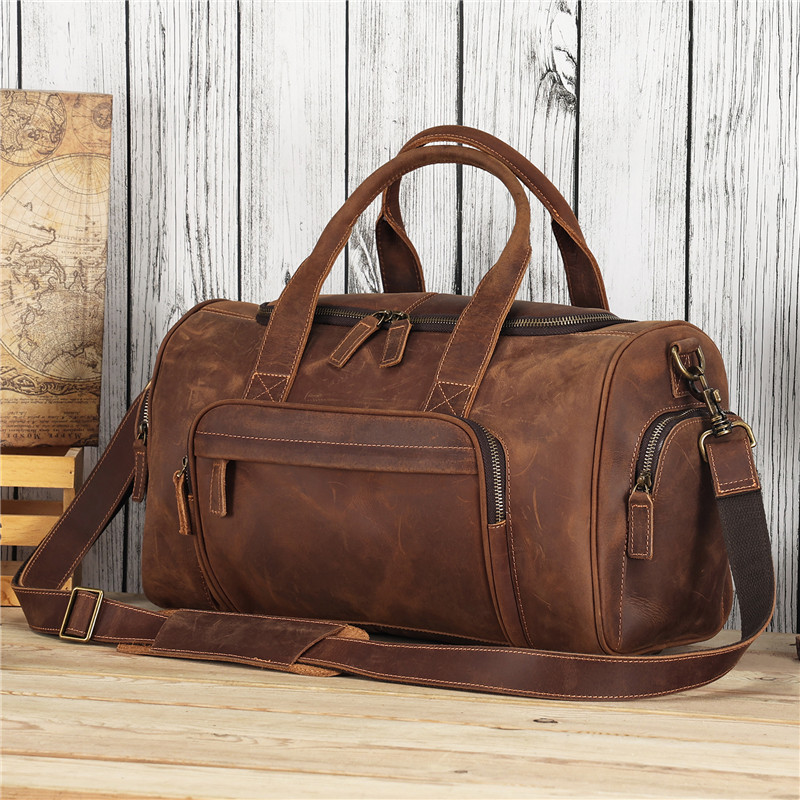 Custom Large Capacity Leather Men's Weekend Bag Travel Bag (35)