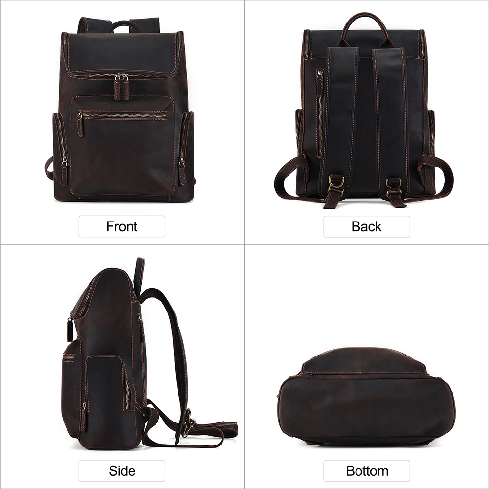 Custom Vintage Large Capacity Crazy Horse Leather Backpacks for men (2)