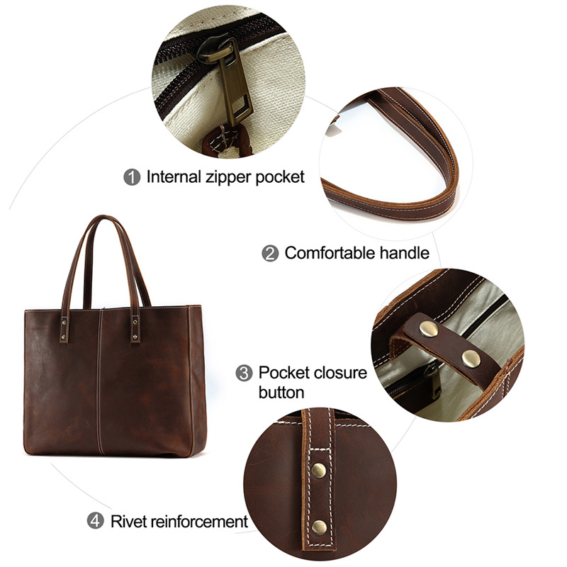 Customised Logo Leather Shoulder Bag for Men's tote bags (4)