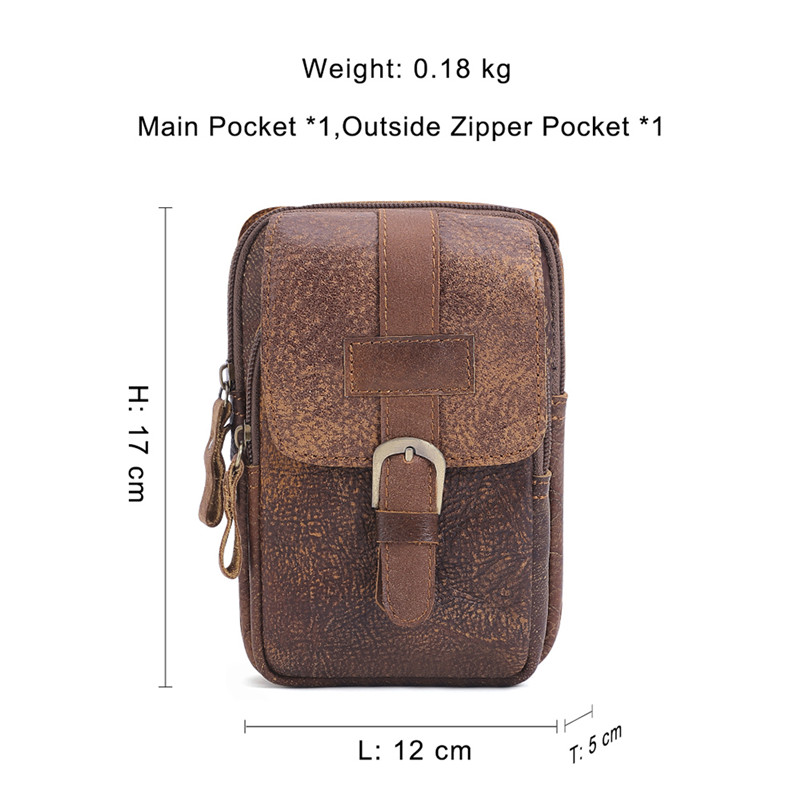 Customised Men's Leather Waist Pack Vintage Cell Phone Bag (1)