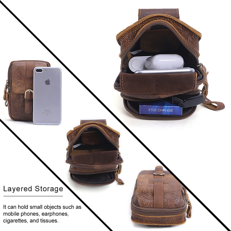 Customised Men's Leather Waist Pack Vintage Cell Phone Bag (5)