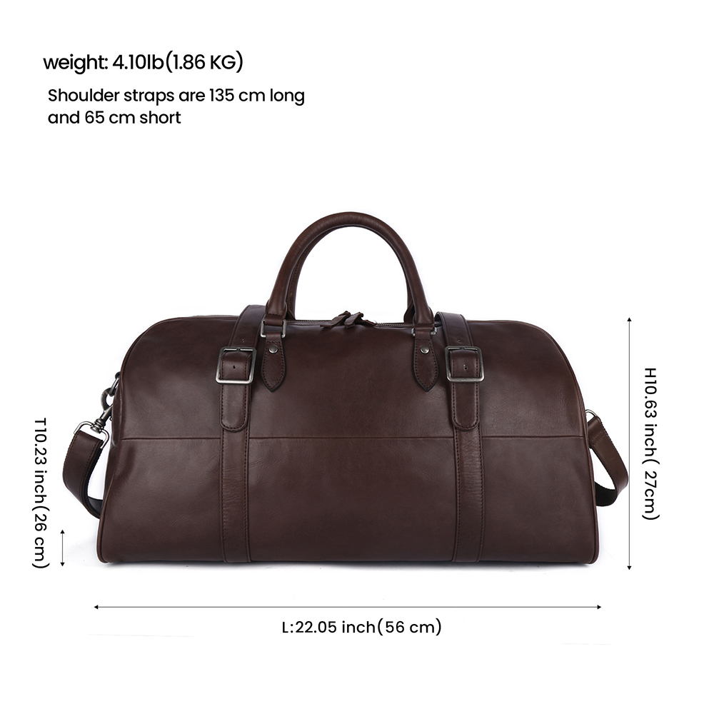 Customised logo unisex vegetable tanned leather large capacity travel bag (1)