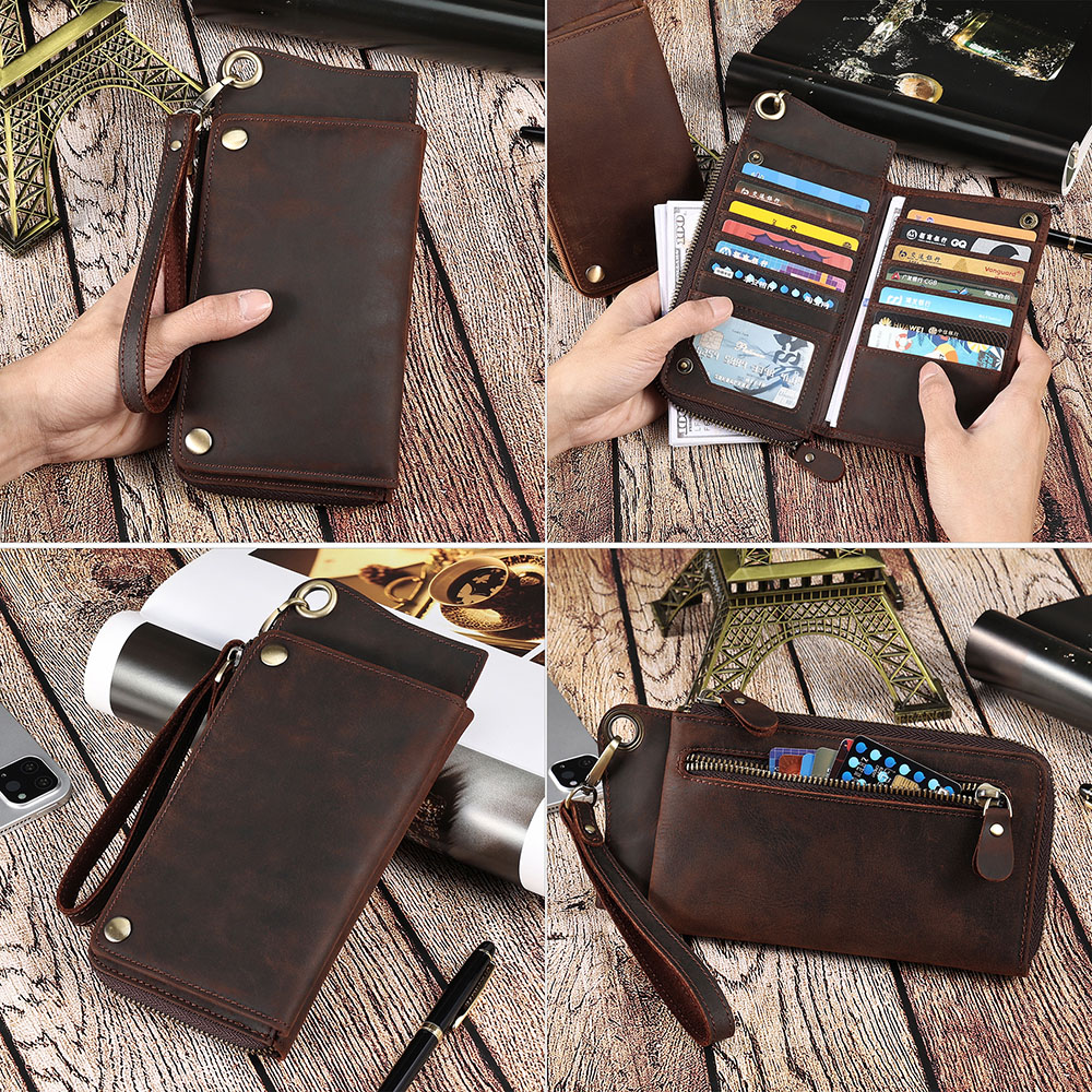 Customizable Genuine Leather Men's Crazy Horse Leather Wallet (4)