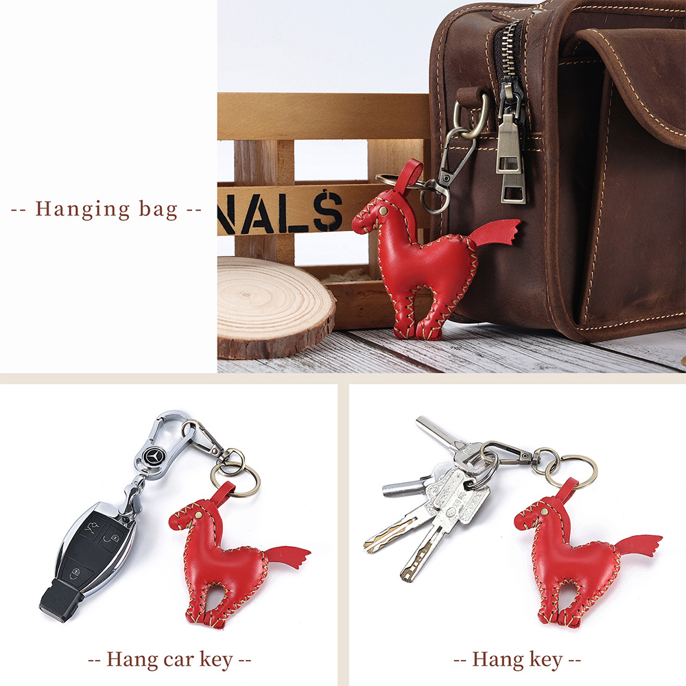 Customizable animal shaped hand stitched leather keychain (1)