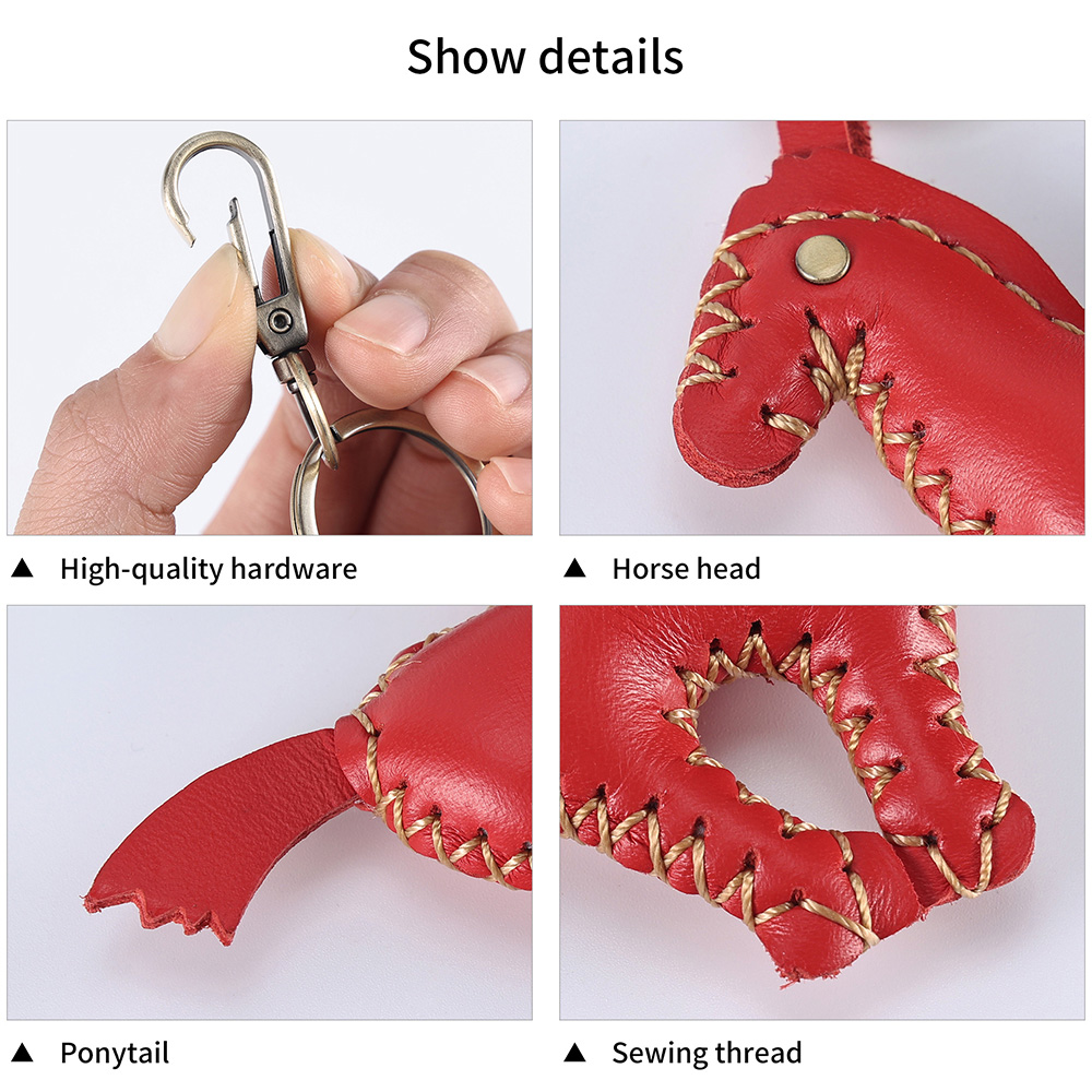 Customizable animal shaped hand stitched leather keychain (2)