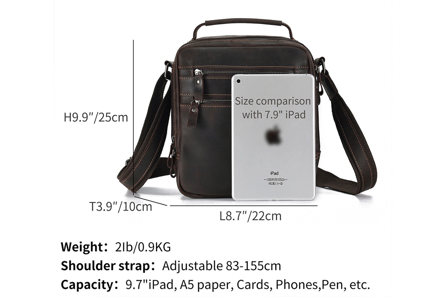 Customizable leather men's vintage crossbody bag  (4)