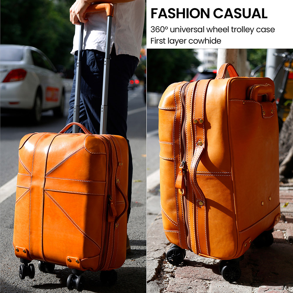 Customizable leather vintage style suitcase (4)