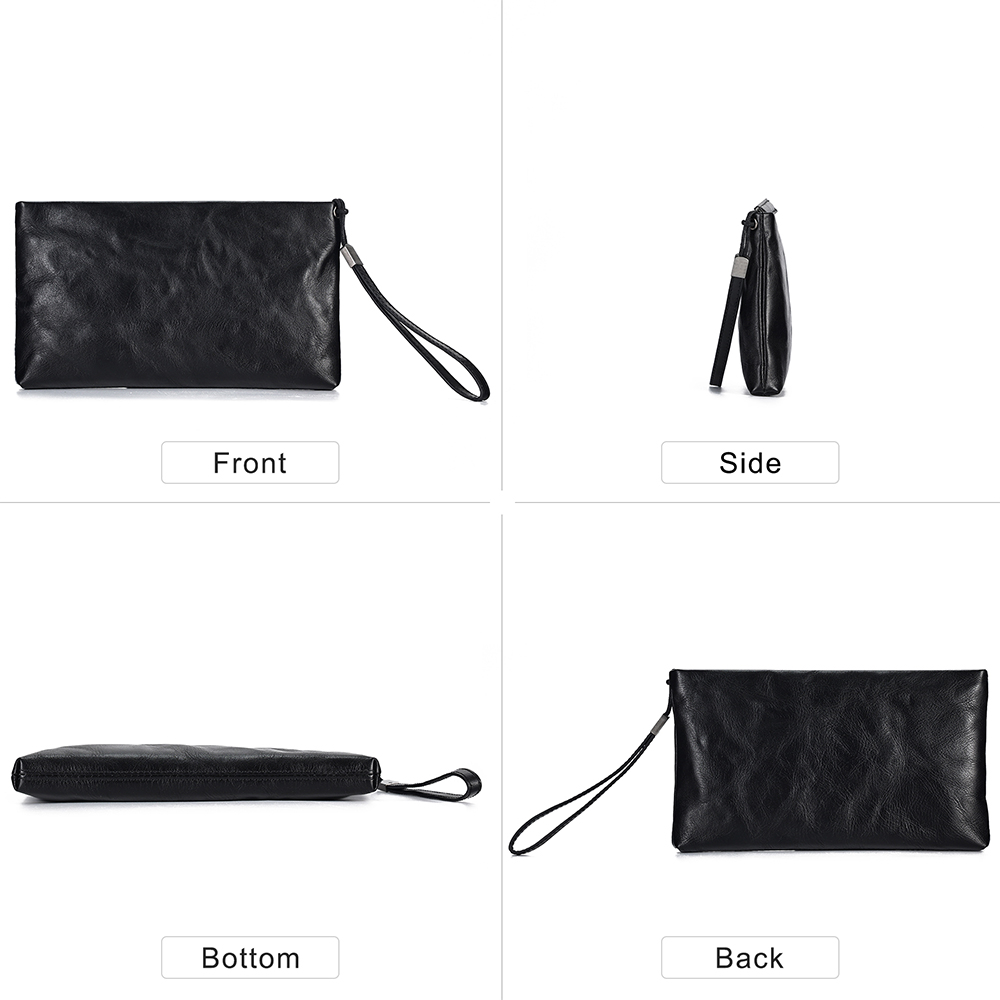 Customized Men's Clutch Bag in Black Vegetable Tanned Dehwe (4)