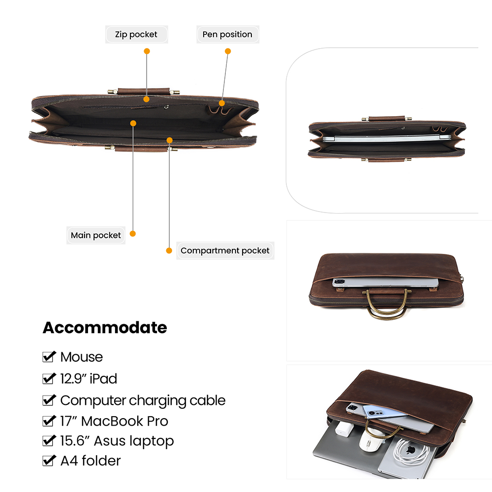 Customized Men's Leather Business Briefcase (3)