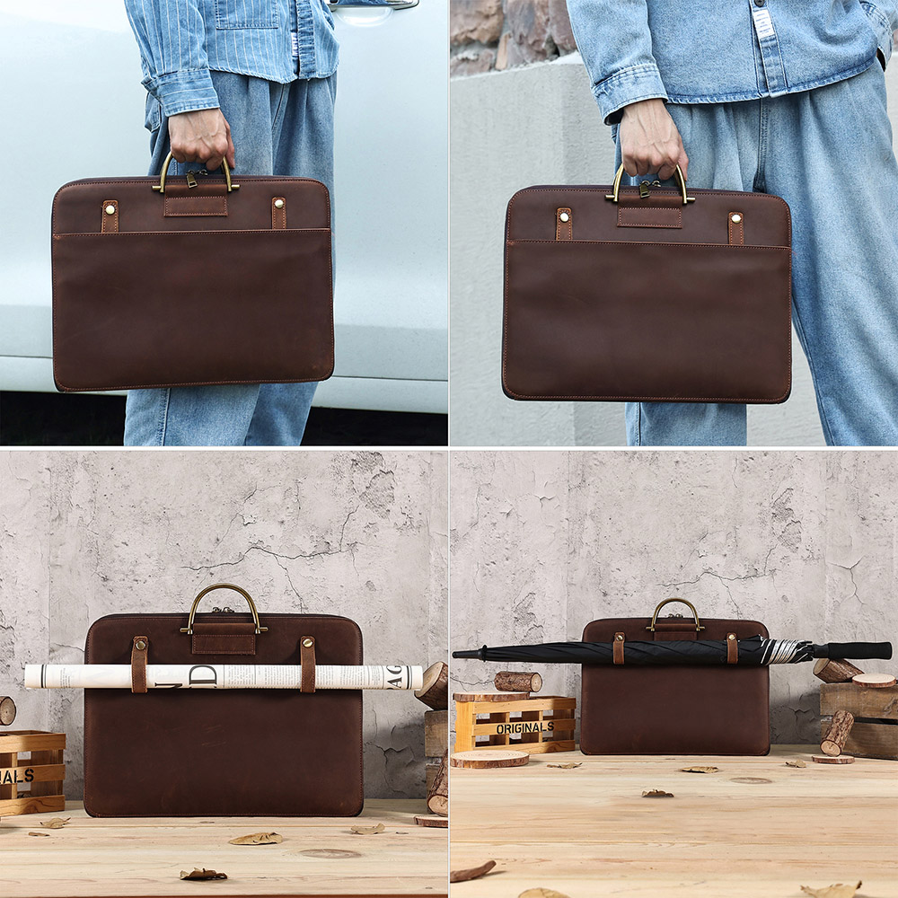 Nativus homines Leather Negotia Briefcase (V)