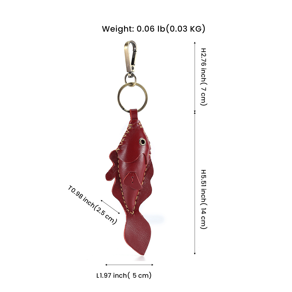 Fish shaped genuine leather keychain (16)