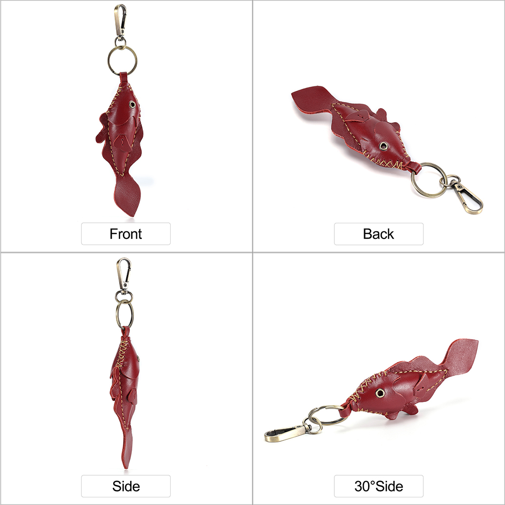 Fish shaped genuine leather keychain (17)