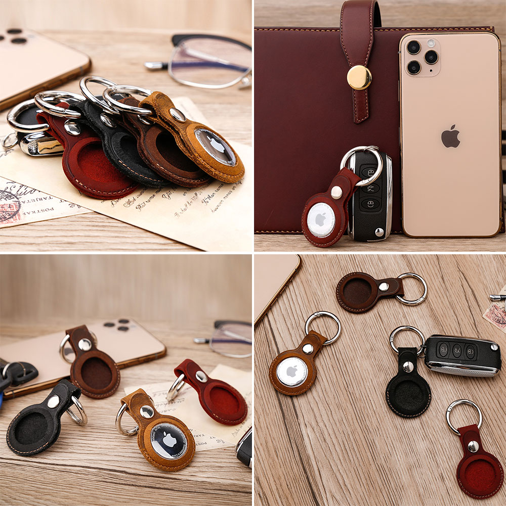 Genuine Leather AirTag Tracker Case