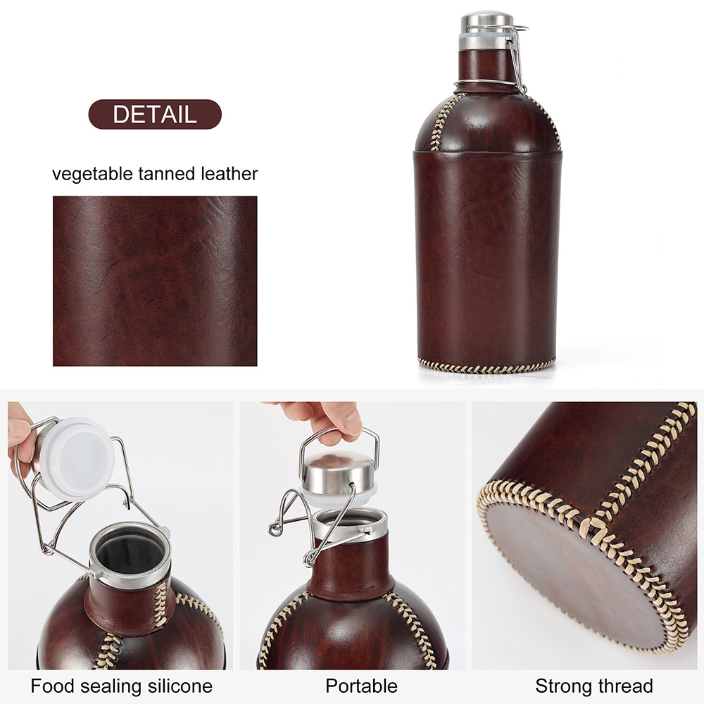 Genuine Leather Carry-on Portable Outdoor Small Wine Bottle (3)