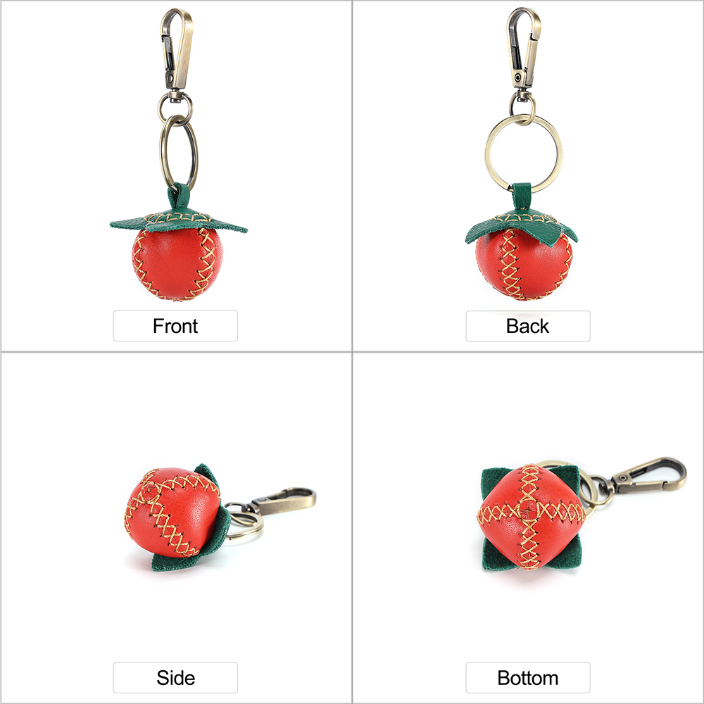 Genuine Leather Handmade Key Charm Strawberry Keychain (2)