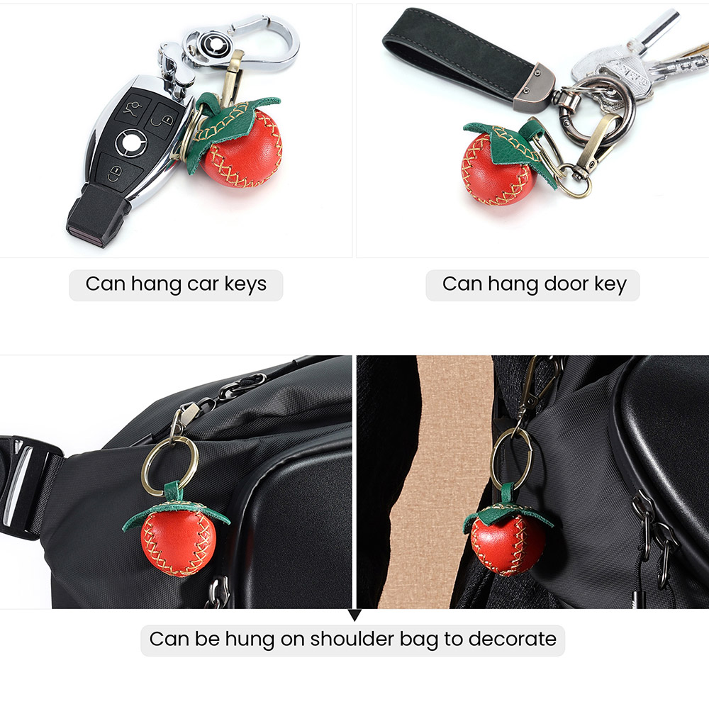 Ojulowo Alawọ ti a ṣe agbelẹrọ bọtini Ẹwa Strawberry Keychain (3)