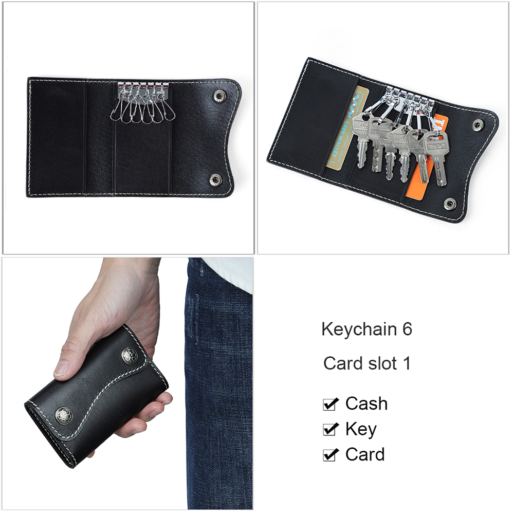 Tinuod nga Panit nga Key Bag nga Dako nga Kapasidad nga Key Pouch (4)