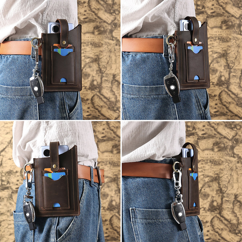 Genuine Leather Men's Waist Pack Casual Sports Hanging Bag  (3)