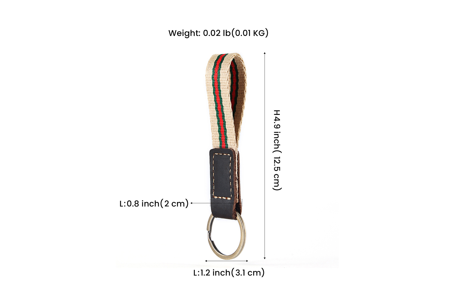 Genuine Leather Striped Woven Strap Key chain (1)