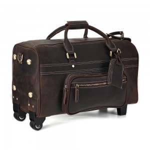 Genuine leather travel trolley bag (12)