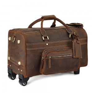 Genuine leather travel trolley bag (19)