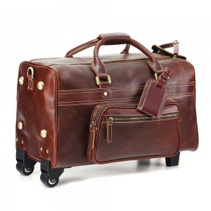 Genuine leather travel trolley bag (29)