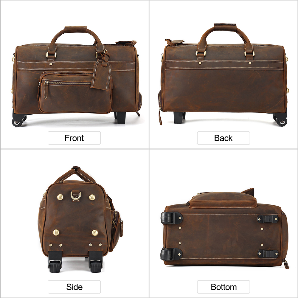 Genuine leather travel trolley bag (6)