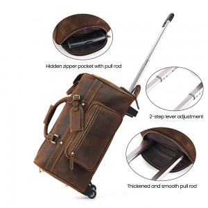 Genuine leather travel trolley bag (9)