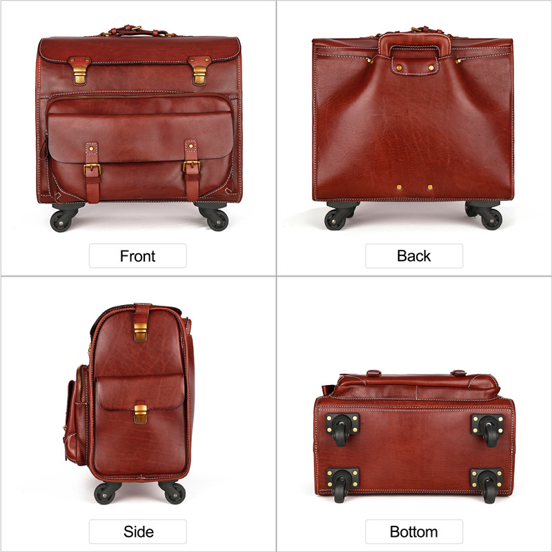 Handmade custom vegetable tanned leather large capacity suitcase luggage (2)