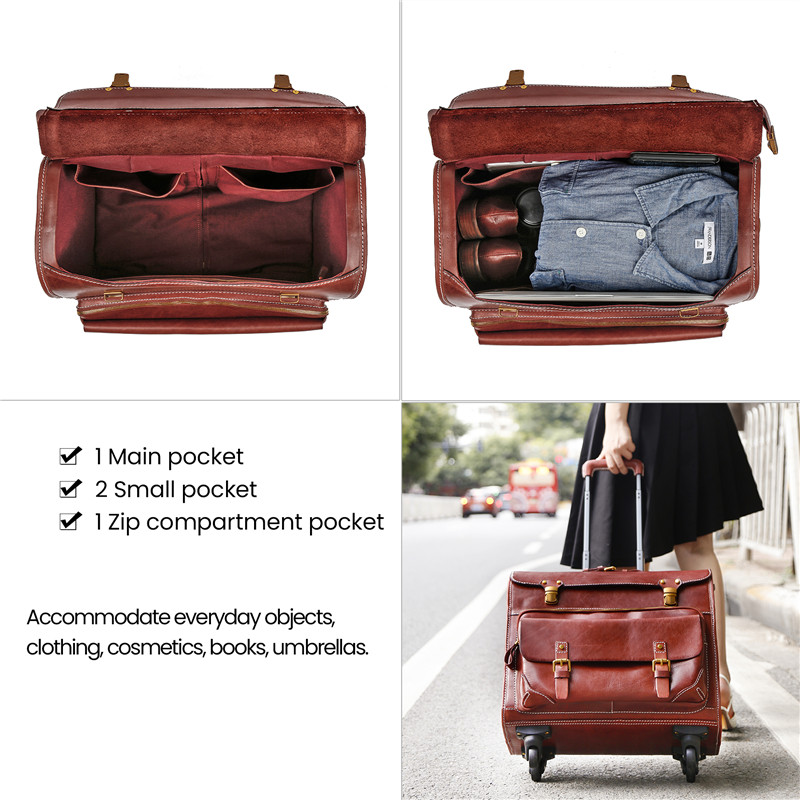 Handmade custom vegetable tanned leather large capacity suitcase luggage (3)