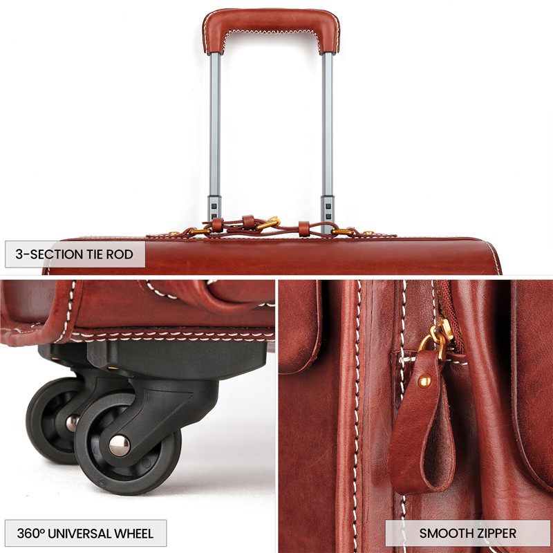 Handmade custom vegetable tanned leather large capacity suitcase luggage (4)