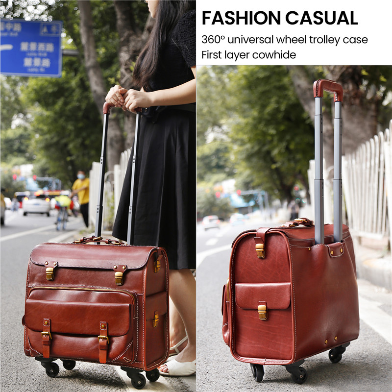 Handmade custom vegetable tanned leather large capacity suitcase luggage (5)