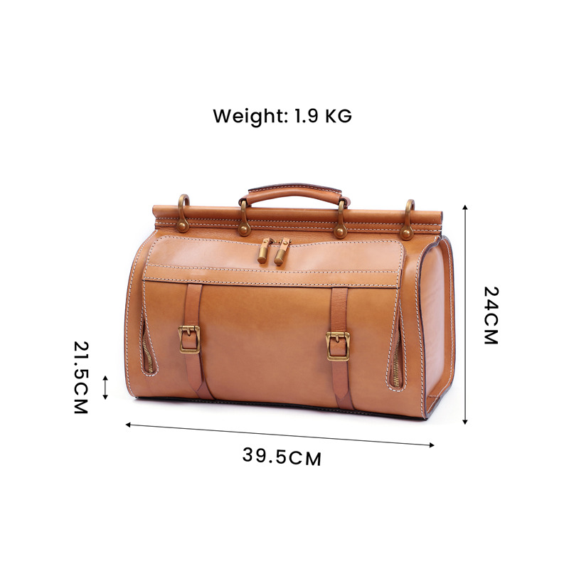 Handmade luxury Italian vegetable tanned leather duffle bag suitcase (34)