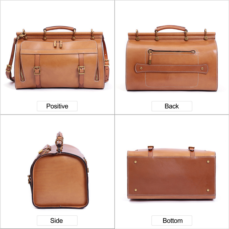 Handmade luxury Italian vegetable tanned leather duffle bag suitcase (35)