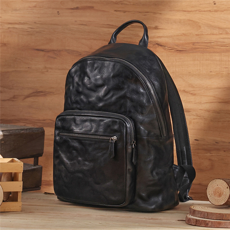 High Quality Men's Black Leather Business Backpack (12)