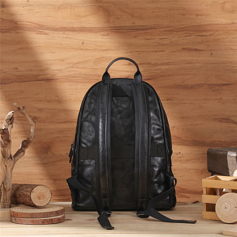 High Quality Men's Black Leather Business Backpack (17)