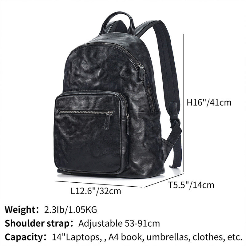 High Quality Men's Black Leather Business Backpack (36)