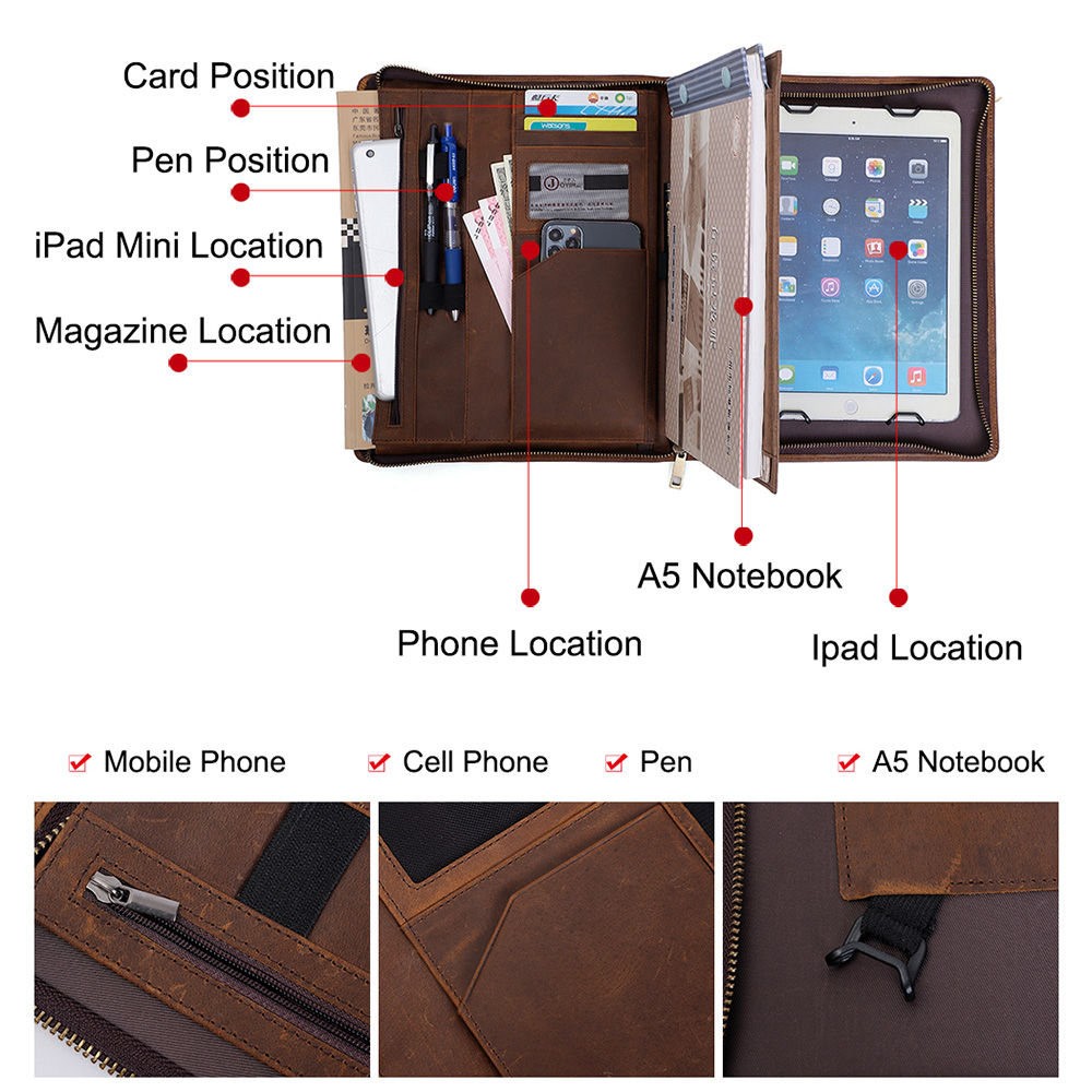 High-end customized ipad case crazy horse leather vintage tablet bag (2)