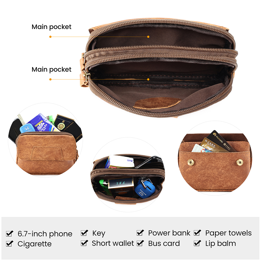 High-end customized leather cell phone belt pouch (3)