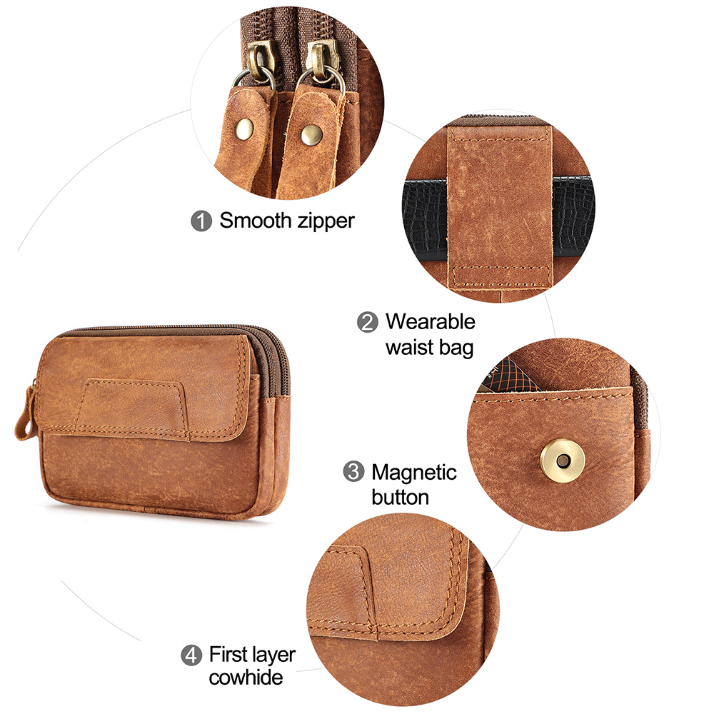 High-end customized leather cell phone belt pouch (4)