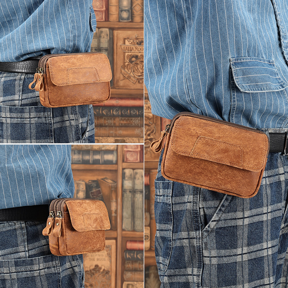 High-end customized leather cell phone belt pouch (5)