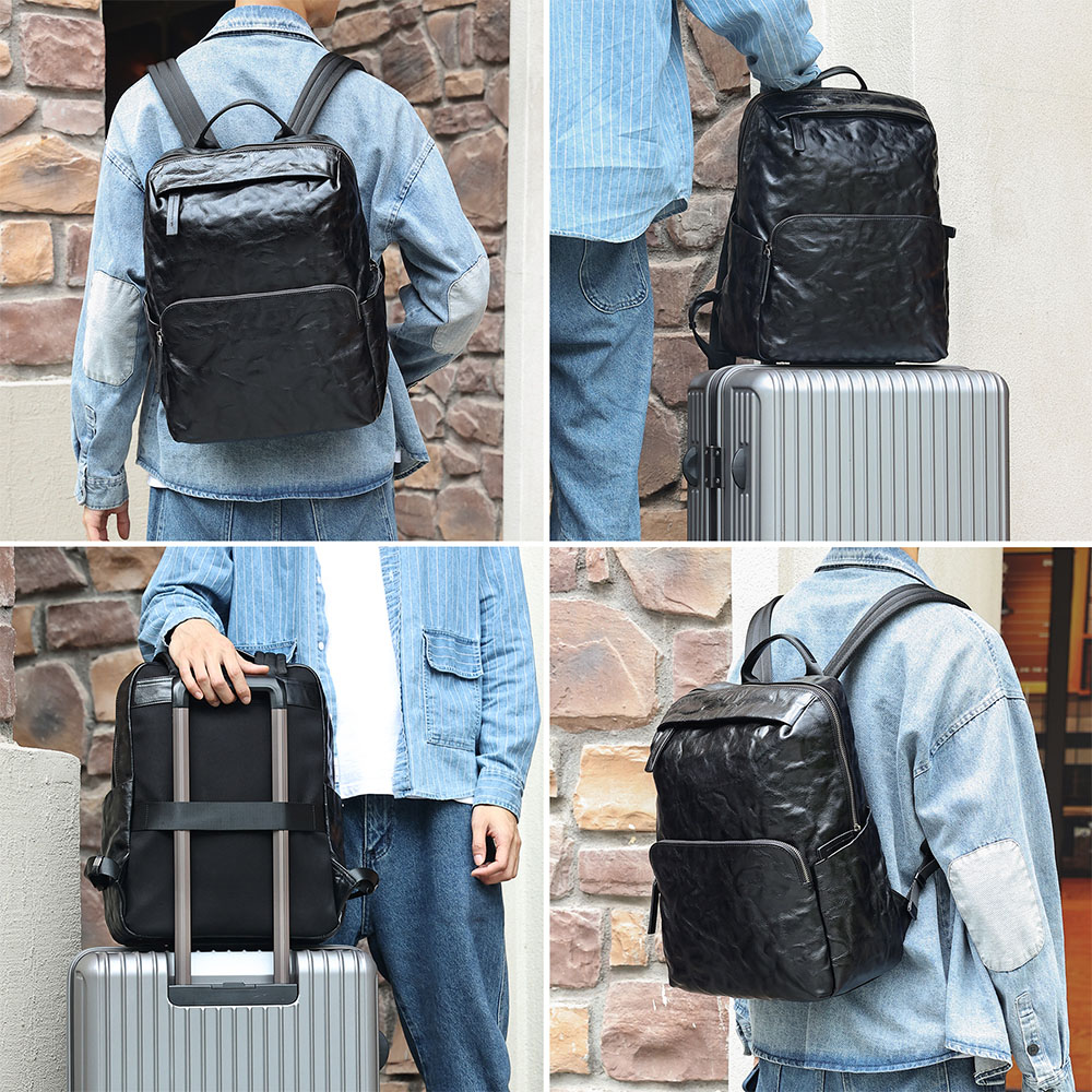 High-end customized lightweight men's leather business backpacks (1)