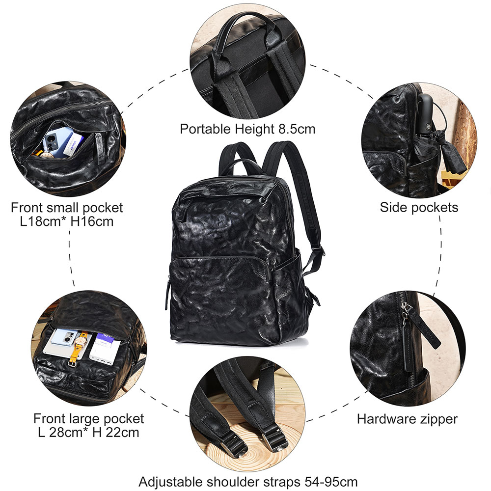 High-end customized lightweight men's leather business backpacks (3)