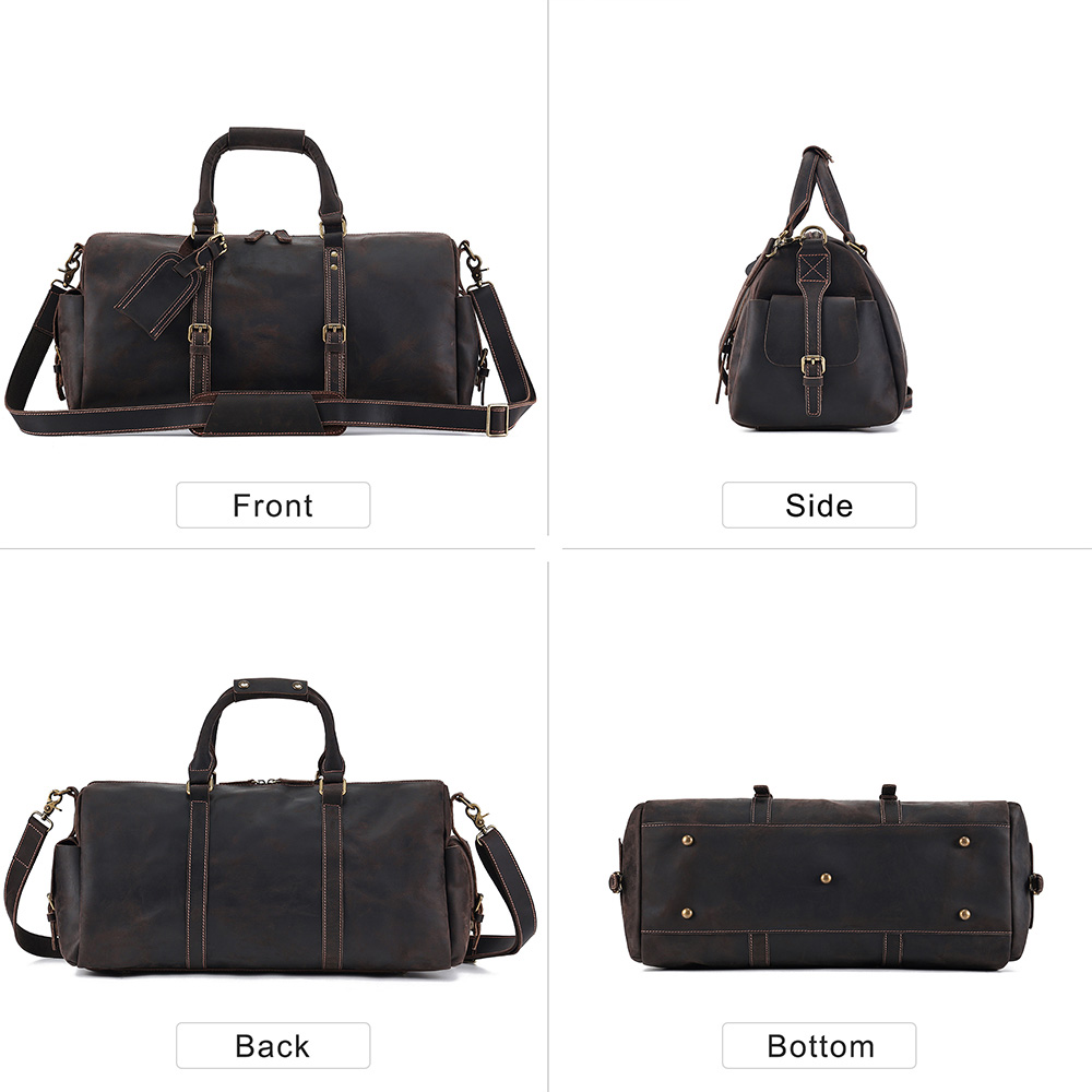 High-end customized men's leather luggage bag (2)