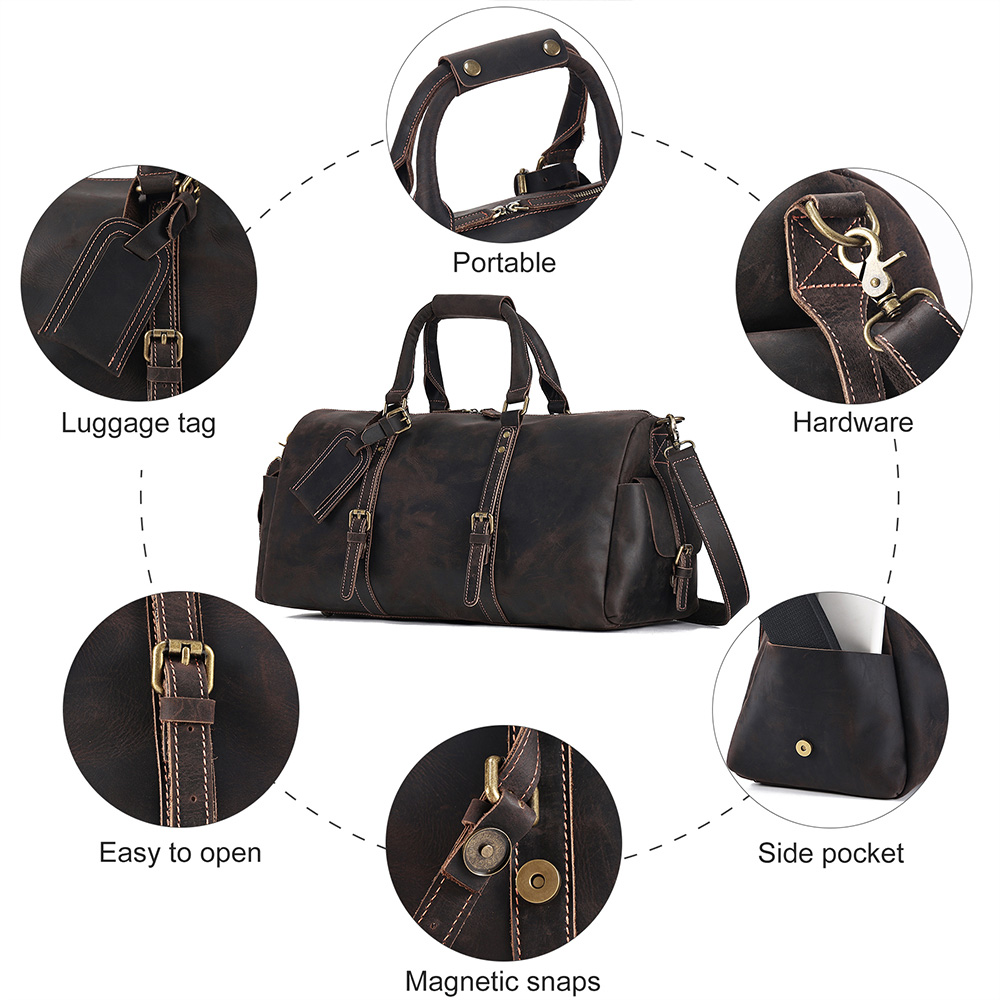 High-end customized men's leather luggage bag (3)