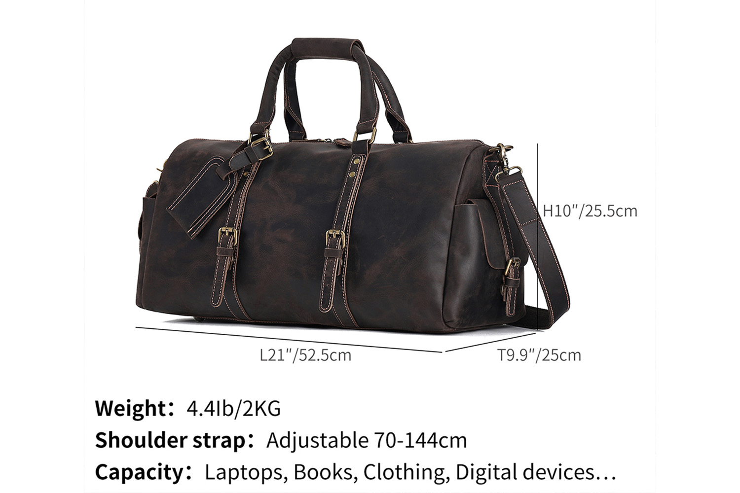 High-end customized men's leather luggage bag (5)